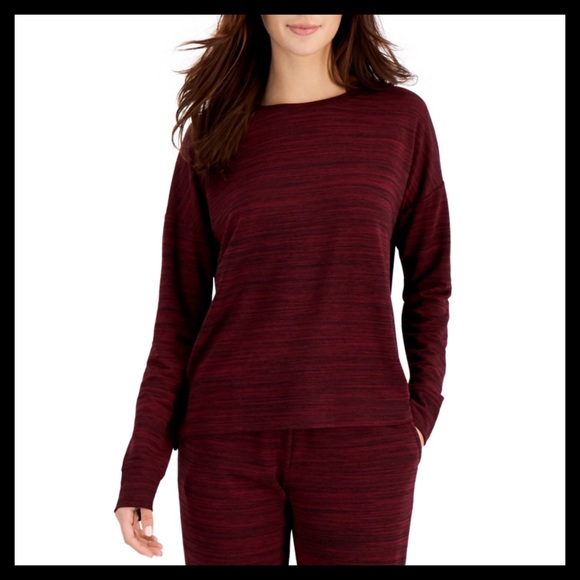 ALFANI French Terry Pajama 
Loungewear Set Color: Garnet Stone - Picture 3 of 6